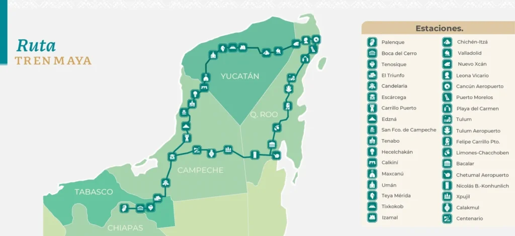 mapa estaciones tren maya